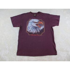VINTAGE 3D Emblem Shirt Mens Large Red Eagle Wild And Free 1994 Single‎ Stitch*